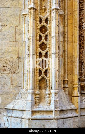 Lonja de la Seda. The stone architecture of the medieval building, in Valencia, Spain Stock Photo