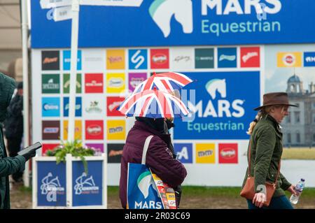 Bristol, UK. 06th May, 2023. 6th May 2023. Coronation headwear on Day 2 of the 2023 Badminton Horse Trials presented by MARS at Badminton House near Bristol, Gloucestershire, England, United Kingdom. Credit: Jonathan Clarke/Alamy Live News Stock Photo