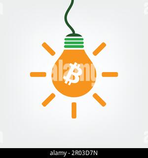 Successful Online Business, Bitcoin Trading - Idea Concept with Light Bulb Stock Vector