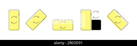 Rotate smartphone icon set in modern flat design. Mobile vector badges for web site or mobile app Stock Vector