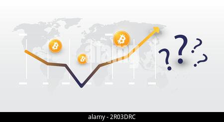 Success in Crypto Currency Investment? - Bit Coin Concept Design with World Map and Chart - Vector Illustration Stock Vector