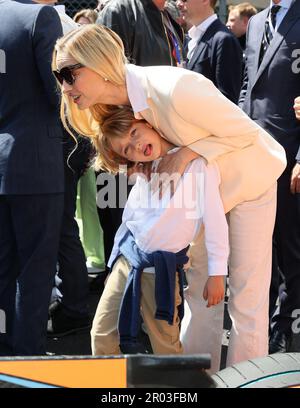 Beatrice Borromeo with her son Stefano Ercole Casiraghi walk