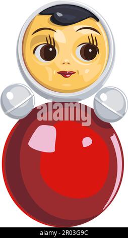Tumbler doll in vector. Color. Tumbler toy (roly-poly) for kids. Vector illustration of a children's roly-poly toy. Illustrations of toys Stock Vector
