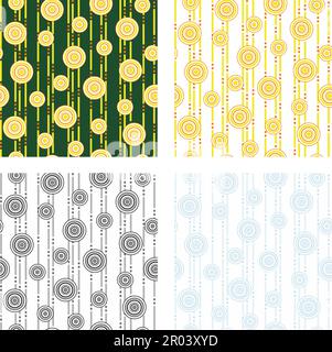 Vector seamless pattern set with circles brush strokes. Black and white ...