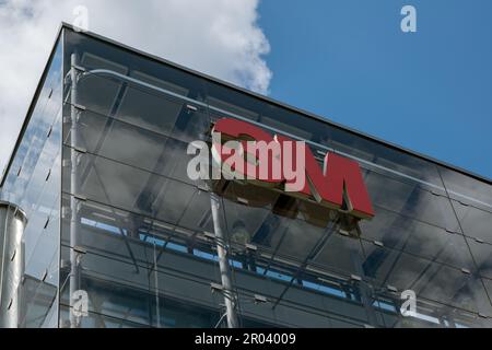 Prague,CZ -27 April 2023: The 3M sign Logo on Czech Republic Headquarter.  Concept Corporation.  EDITORIAL Stock Photo