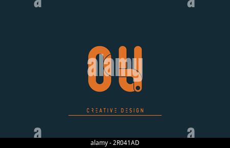 Alphabet letters Modern Creative logo OU , UO Stock Vector