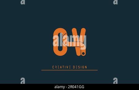Alphabet letters Modern Creative logo OV , VO Stock Vector