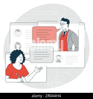 Online collective virtual meeting Stock Vector