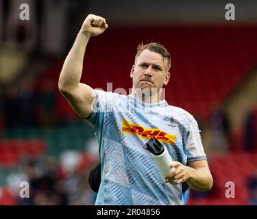 Leicester, UK. 06th May, 2023. Alex Dombrandt of Harlequins celebrates victory after the Gallagher Premiership match Leicester Tigers vs Harlequins at Mattioli Woods Welford Road, Leicester, United Kingdom, 6th May 2023 (Photo by Nick Browning/News Images) in Leicester, United Kingdom on 5/6/2023. (Photo by Nick Browning/News Images/Sipa USA) Credit: Sipa USA/Alamy Live News Stock Photo