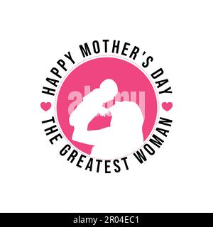 Mom and child illustration for mothers day. Happy mothers day modern calligraphy background vector image Stock Vector