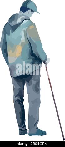 One silhouette walking in winter with cap illustration isolated Stock Vector