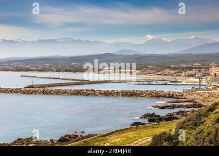 The harbour at Kolymvari, a seaside town in Crete, Greece. Stock Photo