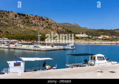 The harbour at Kolymvari, a seaside town in Crete, Greece. Stock Photo