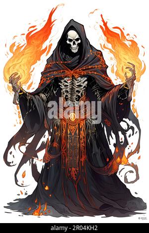 Sinister cartoon illustrations of evil wizards, sorcerers, and necromancers are perfect for enhancing book or module designs, tattoos, and wall art. Stock Photo