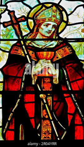 St. Augustine, stained glass, window, by J. Powell & Son, 1900, Blakeney, Norfolk, England Stock Photo