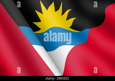 Antigua and Barbuda waving flag 3d illustration Stock Photo