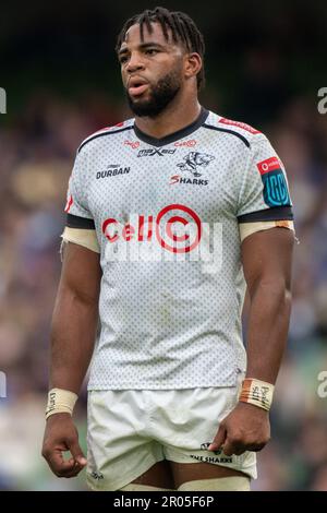 Dublin, Ireland. 06th May, 2023. Vincent Tshituka of Sharks during the United Rugby Championship Quarter-final match between Leinster Rugby and Cell C Sharks at Aviva Stadium in Dublin, Ireland on May 6, 2023 (Photo by Andrew SURMA/ Credit: Sipa USA/Alamy Live News Stock Photo