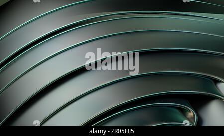 green Contemporary art plate with bends and twists, engraved with beautiful contemporary art sculpture abstract, Elegant and Modern 3d rendering graph Stock Photo