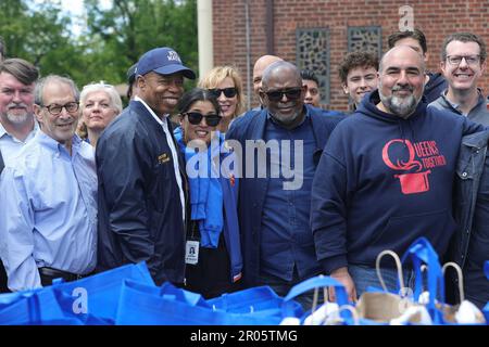 Queens, New York, USA, May 06, 2023 - Mayor Eric Adams at the First Baptist Church at East Elmhurst Queens for a food distribution kickoff today in New York. Photo: Luiz Rampelotto/EuropaNewswire Stock Photo