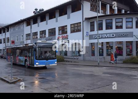 The main street in Garmisch-Partenkirchen, a ski resort in Bavaria, Southern Germany, Nov 2022 Stock Photo