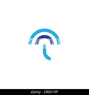 letter t umbrella blue rain logo vector Stock Vector