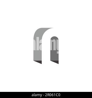 letter n 3d shadow flat simple logo vector Stock Vector