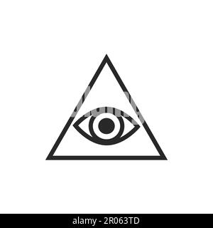 All-seeing eye in triangle vector graphic line art style, Tattoo design element, Esoteric symbol isolated Stock Vector