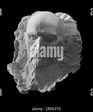 Posthumous mask of Leo Tolstoy. Photo from 1910. Stock Photo