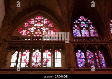 Nevers. Cathedral Saint Cyr and Sainte-Julitte. Modern stained glass windows . Nievre department. Bourgogne Franche Comte. France Stock Photo