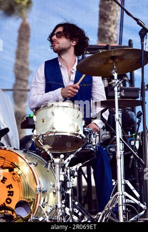 Redondo Beach, California, May 6, 2023 - Drummer for Aly and AJ performing on stage at BeachLife Festival 2023. Photo Credit: Ken Howard/Alamy Stock Photo