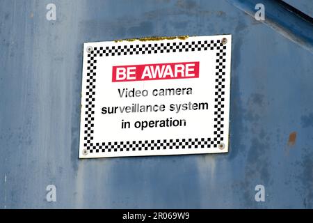 CCTV sign notification premises are protected by video surveillance Stock Photo