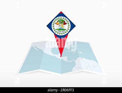 Belize map, folded paper with Belize map. Vector illustration Stock ...