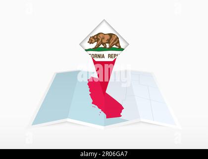 California map, folded paper with California map. Vector illustration ...