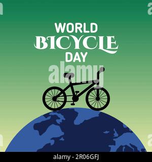 World Bicycle Day. June 3. Suitable for greeting card, poster and banner. Vector illustration Stock Vector