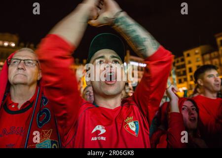 Pamplona, Spain. 06th May, 2023. An Osasuna fan screams when a player from his team misses a goal Final of the King's Cup lived in Pamplona, between CA Osasuna and Real Madrid CF. The Real Madrid team finally beat Osasuna by 2 goals to 1 and thus obtained the first place in the Spanish soccer league. Credit: SOPA Images Limited/Alamy Live News Stock Photo