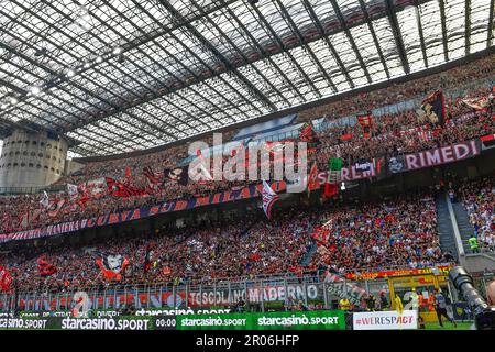 Milano, Italy. 06th May, 2023. Football fans of AC Milan seen on the stands for the Serie A match between AC Milan and Lazio at San Siro in Milano. (Photo Credit: Gonzales Photo/Alamy Live News Stock Photo