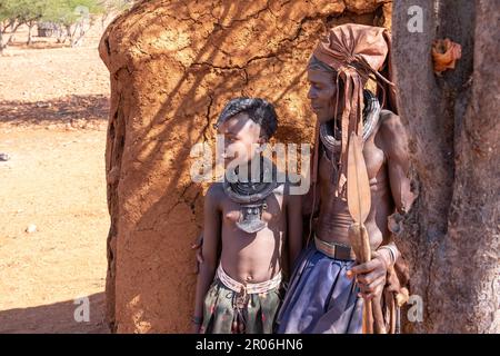 Himba people in Namibia Stock Photo