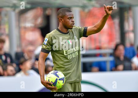 Milano, Italy. 06th May, 2023. Pierre Kalulu (20) of AC Milan seen in the Serie A match between AC Milan and Lazio at San Siro in Milano. (Photo Credit: Gonzales Photo/Alamy Live News Stock Photo