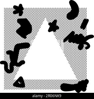 Black square, triangular, polygonal frame elements kit with doodle lines. Editable vector template for card, invitation, social media post, poster, mo Stock Vector