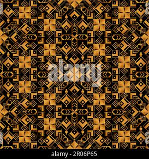 Expensive luxury geometric seamless pattern with squares and rhombuses in golden gradient. Ornament for printing on fabric, cover and packaging. Vecto Stock Vector
