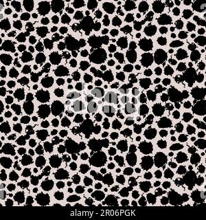 Grunge spots dots seamless pattern with random chaotic splashes blobs of black acrylic paint on surface. Ornament for printing on fabric, cover and pa Stock Vector