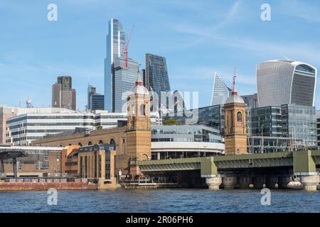 Cannon Street Railway Bridge over the River Thames central London, UK. Stock Photo