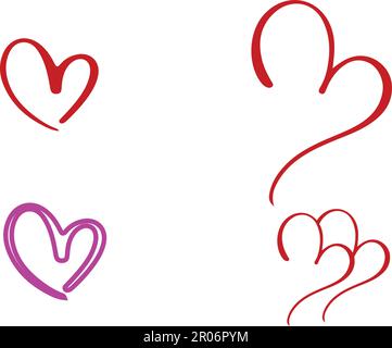Collection of heart illustrations, Love symbol icon set, love symbol vector. Stock Vector