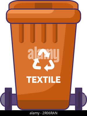 Closed transportable container with lid for storing, recycling and sorting used household textile waste. Closed empty and filled trash can with recycl Stock Vector