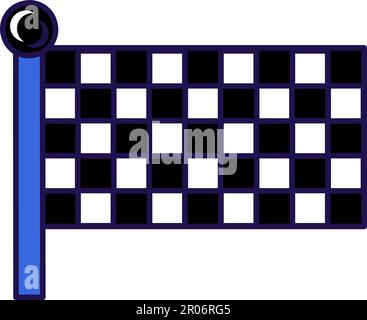 Flags of checkered black and white sport finish flag on flagpole solemn event. Flag of checkered black and white finish flag on flagstaff. Color vecto Stock Vector