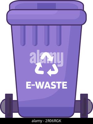 Closed transportable container with lid for storing, recycling and sorting used household electronic waste. Closed empty and filled trash can with rec Stock Vector