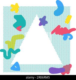 Colorful square, triangular frame element with doodle lines. Editable vector template for card, invitation, social media post, poster, mobile app, web Stock Vector