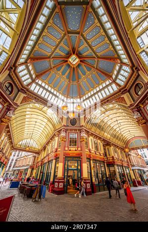 London, UK - August 25, 2022: Inside amazing Leadenhall Market in the City of London. Stock Photo