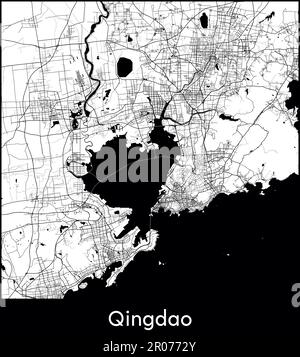 City Map Qingdao China Asia vector illustration Stock Vector Image ...