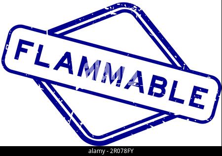 Grunge blue flammable word rubber seal stamp on white background Stock Vector